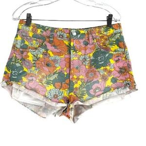 Wild Fable Highest Rise Cheeky Floral Shorts Women's 10 Flower Power 70s Retro